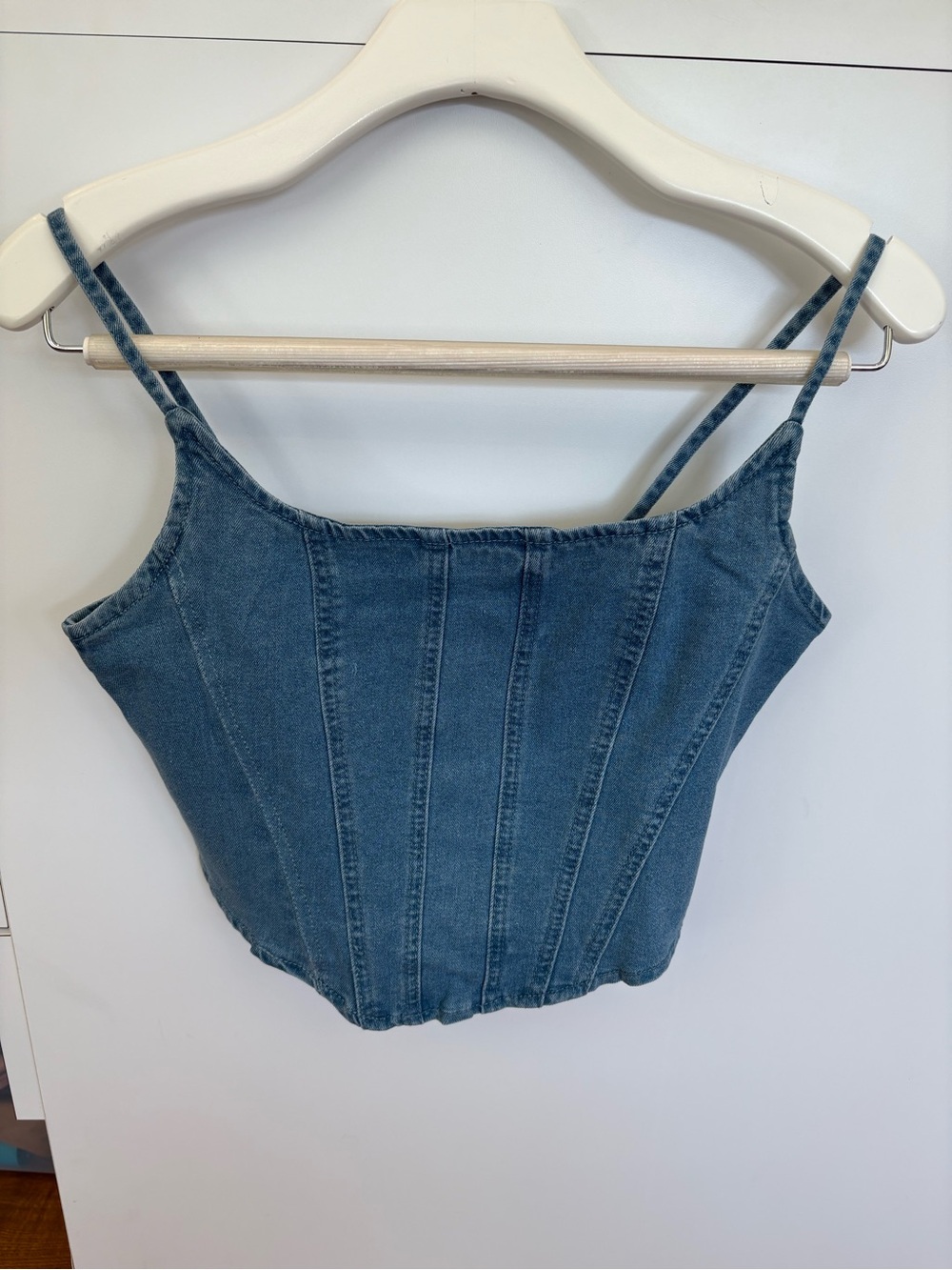 Denim Corset Crop Top - Blue